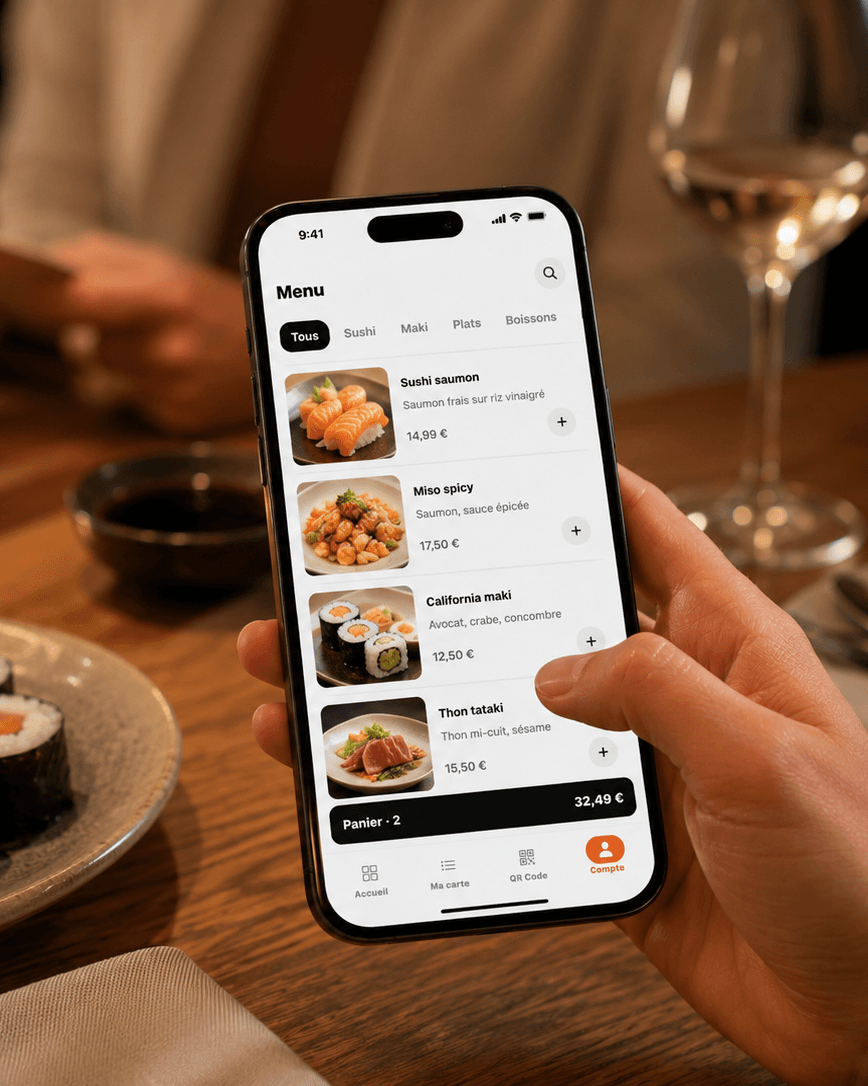 Il scanne le QR de sa table